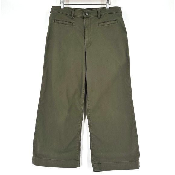 Levi's Womens Ribcage Wide Leg Crop Jeans Size 32 Stretch Retro Army Green - Picture 1 of 9